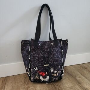 LeSportsac Nadine Butterfly Floral Print Drawstring Cinch Bag